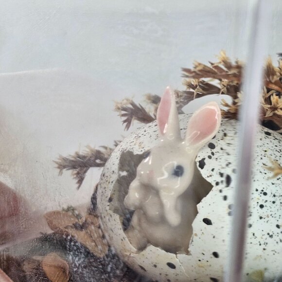 Decorative Glass Display Cube Hagen Renaker Pink Bunny Figurine Egg Dried Plants - Picture 5 of 9